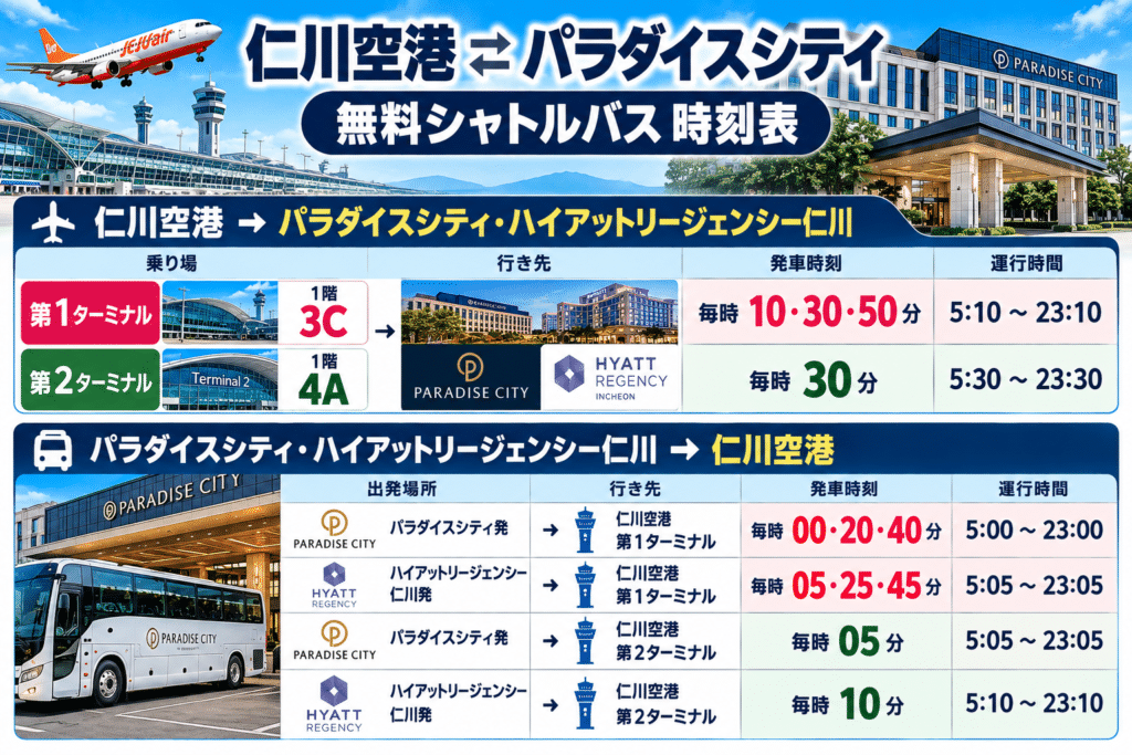 パラダイスシティシャトルバス時刻表