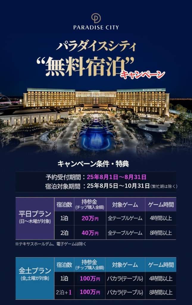 パラダイスシティ宿泊キャンペーン