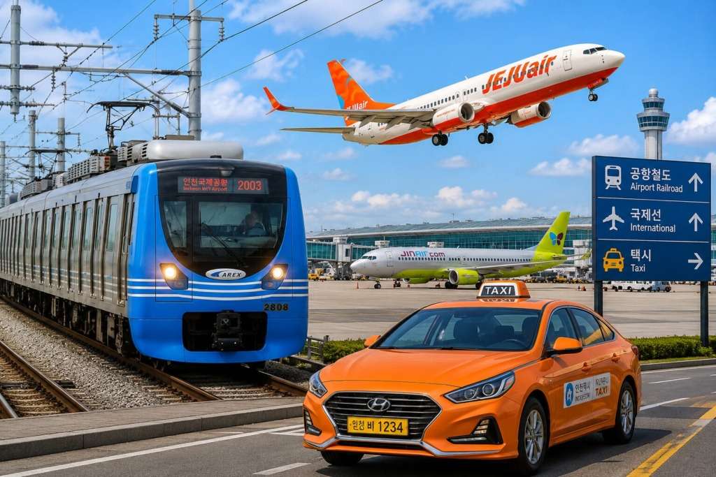 韓国の公共交通機関やLCC飛行機の様子
